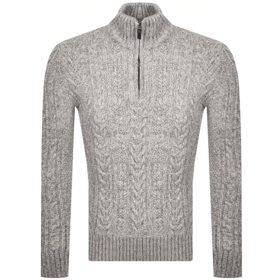 Alternative Image for ProductSuperdry Henley Half Zip Cable Knit Jumper Beige1